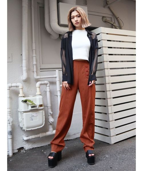 EMODA（エモダ）の「シアードッキングシャツ（シャツ/ブラウス・レディース・ブラック/ブラウン/オレンジ・FREE）」の5枚目の写真