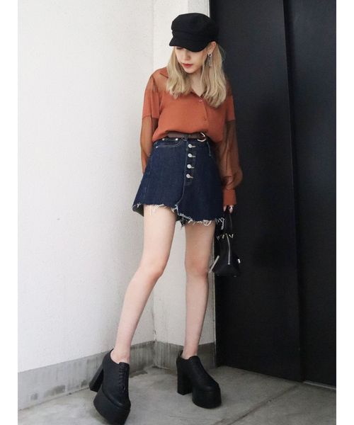 EMODA（エモダ）の「シアードッキングシャツ（シャツ/ブラウス・レディース・ブラック/ブラウン/オレンジ・FREE）」の13枚目の写真