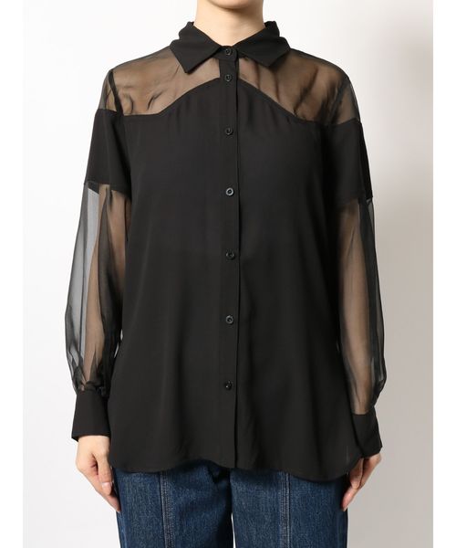 EMODA（エモダ）の「シアードッキングシャツ（シャツ/ブラウス・レディース・ブラック/ブラウン/オレンジ・FREE）」の16枚目の写真