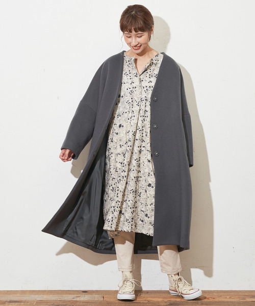 PUAL CE CIN（ピュアルセシン）の「Vネックノーカラーコート（ステン