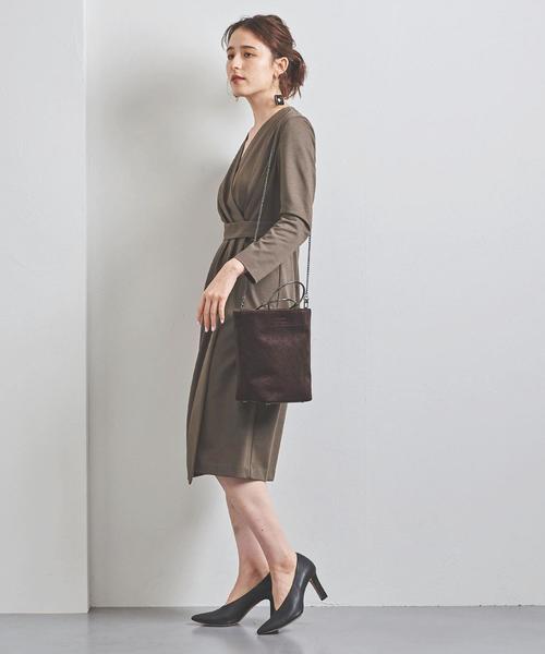 ユナイテッドアローズ　カシュクールワンピース40 UNITED ARROWS（ユナイテッドアローズ）の「UBCS タック