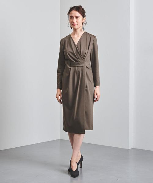 ユナイテッドアローズ　カシュクールワンピース40 UNITED ARROWS（ユナイテッドアローズ）の「UBCS タック