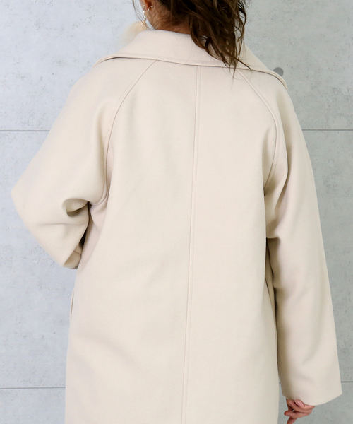 n'ee-ne（ネーネ）の「フェイクメルトンダブルコート（チェスターコート・レディース・ブラック/アイボリー/モカ/ダークラベンダー/グレイッシュベージュ/ベージュ・FREE）」の20枚目の写真
