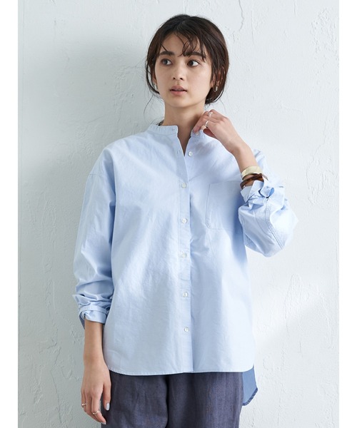 CRAFT STANDARD BOUTIQUE(クラフトスタンダードブティック)の「【2020SS】STAND COLLAR SHIRT/スタンドカラーオックスシャツ●*(シャツ/ブラウス)」|サックスブルー