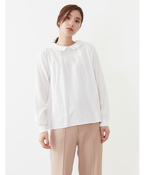 POU DOU DOU（プードゥドゥ）の「袖口リブブラウス（シャツ/ブラウス・レディース・ブラック/オフホワイト/ミント・3）」の2枚目の写真