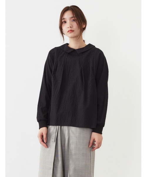 POU DOU DOU（プードゥドゥ）の「袖口リブブラウス（シャツ/ブラウス・レディース・ブラック/オフホワイト/ミント・3）」の3枚目の写真