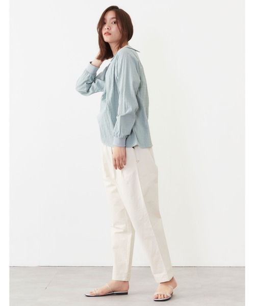 POU DOU DOU（プードゥドゥ）の「袖口リブブラウス（シャツ/ブラウス・レディース・ブラック/オフホワイト/ミント・3）」の5枚目の写真