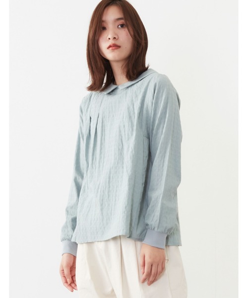 POU DOU DOU（プードゥドゥ）の「袖口リブブラウス（シャツ/ブラウス・レディース・ブラック/オフホワイト/ミント・3）」の6枚目の写真