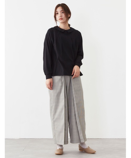 POU DOU DOU（プードゥドゥ）の「袖口リブブラウス（シャツ/ブラウス・レディース・ブラック/オフホワイト/ミント・3）」の9枚目の写真