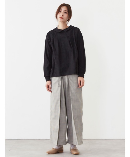 POU DOU DOU（プードゥドゥ）の「袖口リブブラウス（シャツ/ブラウス・レディース・ブラック/オフホワイト/ミント・3）」の10枚目の写真