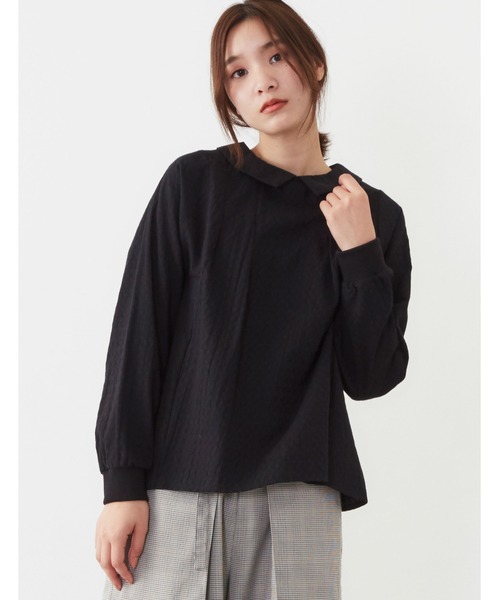 POU DOU DOU（プードゥドゥ）の「袖口リブブラウス（シャツ/ブラウス・レディース・ブラック/オフホワイト/ミント・3）」の12枚目の写真