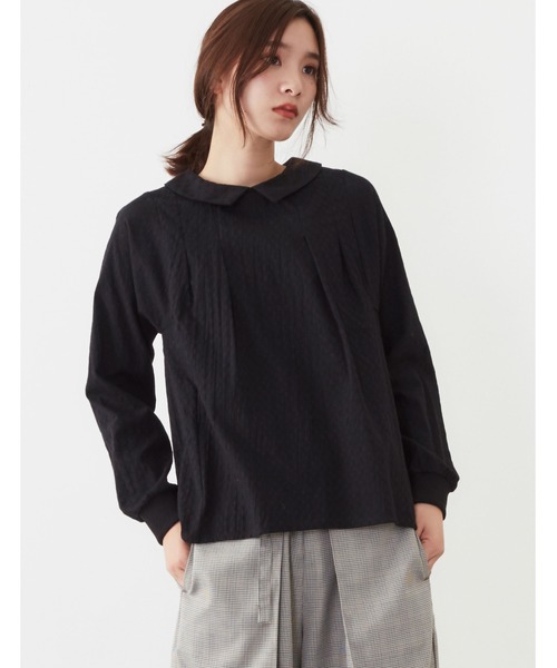 POU DOU DOU（プードゥドゥ）の「袖口リブブラウス（シャツ/ブラウス・レディース・ブラック/オフホワイト/ミント・3）」の13枚目の写真