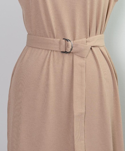 shopnikoniko（ショップニコニコ）の「細リブロングスリットベルト付チュニック（ワンピース・レディース・ブラック/ベージュ/オレンジ/キナリ・フリー）」の5枚目の写真