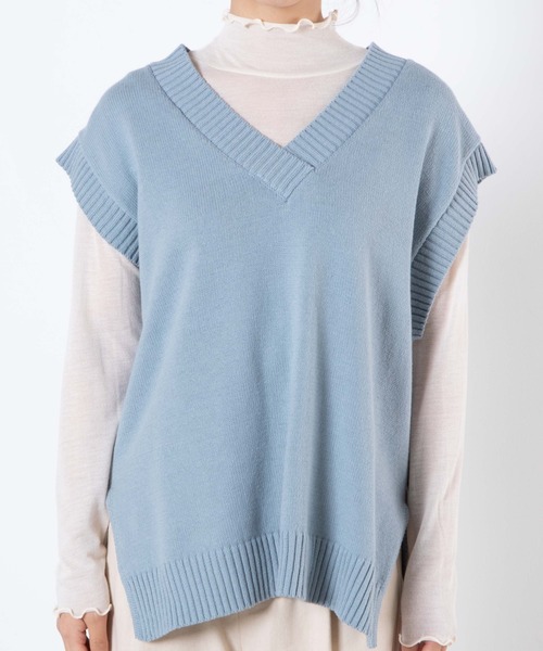 WEGO（ウィゴー）の「WEGO/Vネックカラーニットベスト（ベスト・レディース・ホワイト/ベージュ/グリーン系その他/ブルー系その他/ホワイト系その他・FREE）」の11枚目の写真