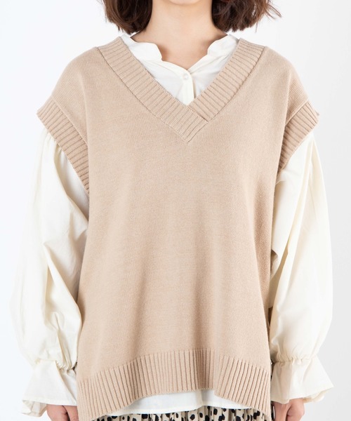 WEGO（ウィゴー）の「WEGO/Vネックカラーニットベスト（ベスト・レディース・ホワイト/ベージュ/グリーン系その他/ブルー系その他/ホワイト系その他・FREE）」の13枚目の写真