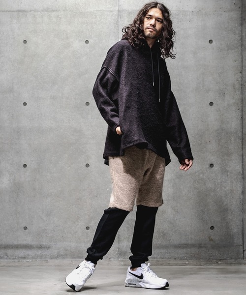 GLIMCLAP（グリムクラップ）の「mpa2374-Napping & Melange knitsew material Parker パーカー（パーカー・メンズ・ブラック/グレイッシュベージュ・M/L）」の8枚目の写真