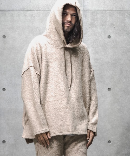 GLIMCLAP（グリムクラップ）の「mpa2374-Napping & Melange knitsew material Parker パーカー（パーカー・メンズ・ブラック/グレイッシュベージュ・M/L）」の11枚目の写真