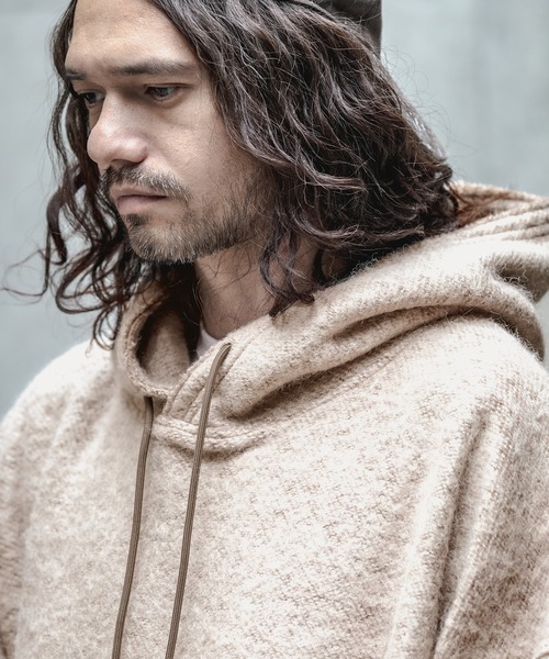 GLIMCLAP（グリムクラップ）の「mpa2374-Napping & Melange knitsew material Parker パーカー（パーカー・メンズ・ブラック/グレイッシュベージュ・M/L）」の12枚目の写真