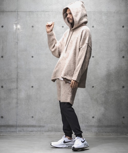 GLIMCLAP（グリムクラップ）の「mpa2374-Napping & Melange knitsew material Parker パーカー（パーカー・メンズ・ブラック/グレイッシュベージュ・M/L）」の15枚目の写真