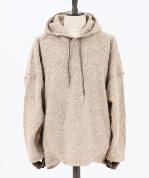 GLIMCLAP（グリムクラップ）の「mpa2374-Napping & Melange knitsew material Parker パーカー（パーカー・メンズ・ブラック/グレイッシュベージュ・M/L）」の18枚目の写真