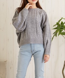 【TONE SELECT WEAR】ケーブルクルーネックニット(BL)