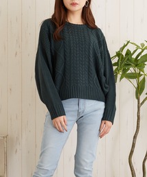 【TONE SELECT WEAR】ケーブルクルーネックニット(BL)