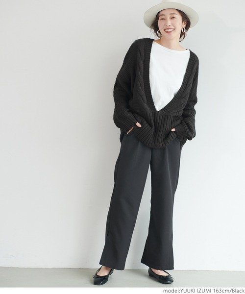 coca（coca）（コカ）の「深Vネックニット（ニット/セーター・レディース・ブラック/ダークベージュ・ONE SIZE）」の17枚目の写真