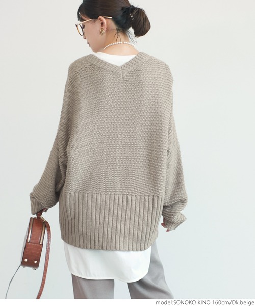 coca（coca）（コカ）の「深Vネックニット（ニット/セーター・レディース・ブラック/ダークベージュ・ONE SIZE）」の16枚目の写真