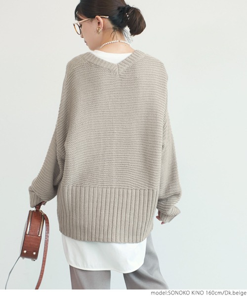 coca（coca）（コカ）の「深Vネックニット（ニット/セーター・レディース・ブラック/ダークベージュ・ONE SIZE）」の22枚目の写真