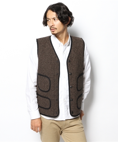 fennica Men's(フェニカメンズ)の「SUGAR CANE / BEACH CLOTH VEST(ベスト・メンズ・ブラック・40/42/38)」の6枚目の写真