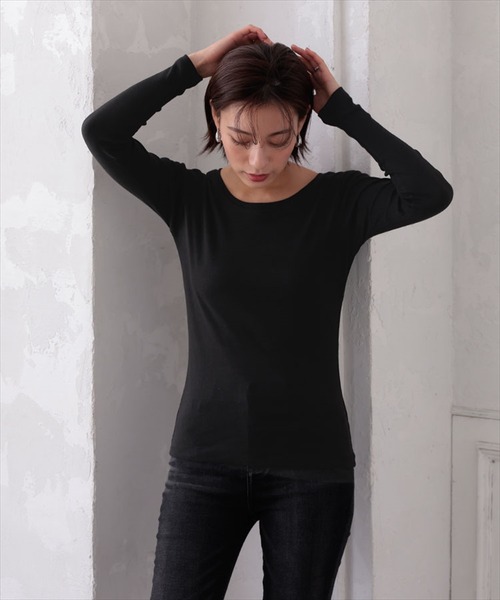 DONOBAN（ドノバン）の「コットンフライス長袖Tシャツ [E]（Tシャツ/カットソー・レディース・チャコールグレー/ブラック/ネイビー/オフホワイト/杢グレー/カーキ・LL/M/L）」の15枚目の写真