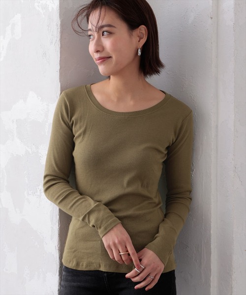 DONOBAN（ドノバン）の「コットンフライス長袖Tシャツ [E]（Tシャツ/カットソー・レディース・チャコールグレー/ブラック/ネイビー/オフホワイト/杢グレー/カーキ・LL/M/L）」の16枚目の写真