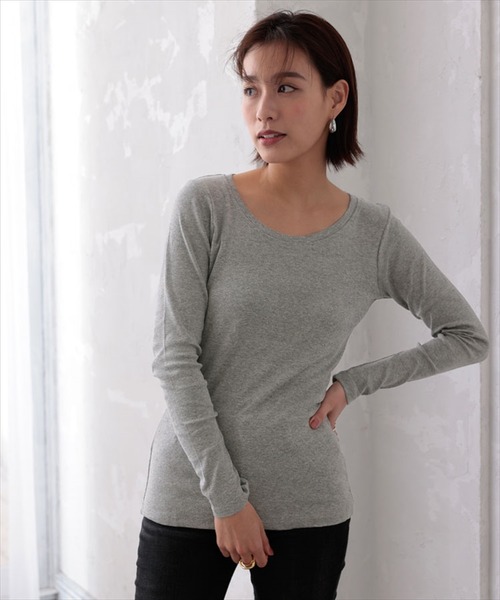 DONOBAN（ドノバン）の「コットンフライス長袖Tシャツ [E]（Tシャツ/カットソー・レディース・チャコールグレー/ブラック/ネイビー/オフホワイト/杢グレー/カーキ・LL/M/L）」の17枚目の写真