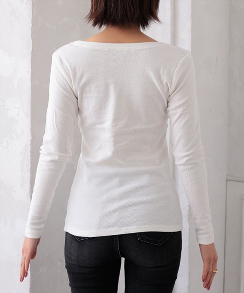 DONOBAN（ドノバン）の「コットンフライス長袖Tシャツ [E]（Tシャツ/カットソー・レディース・チャコールグレー/ブラック/ネイビー/オフホワイト/杢グレー/カーキ・LL/M/L）」の20枚目の写真