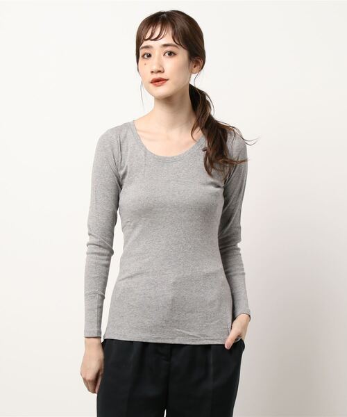 DONOBAN（ドノバン）の「コットンフライス長袖Tシャツ [E]（Tシャツ/カットソー・レディース・チャコールグレー/ブラック/ネイビー/オフホワイト/杢グレー/カーキ・LL/M/L）」の11枚目の写真