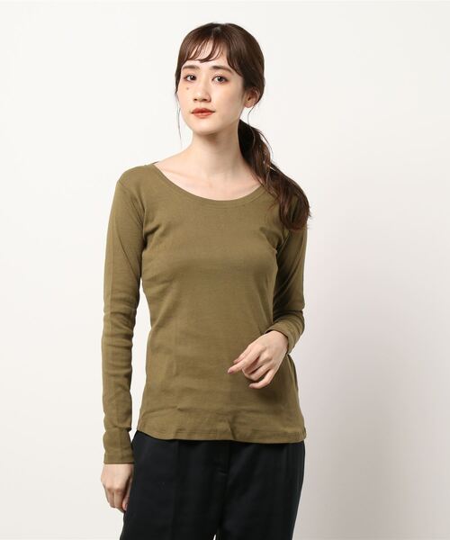 DONOBAN（ドノバン）の「コットンフライス長袖Tシャツ [E]（Tシャツ/カットソー・レディース・チャコールグレー/ブラック/ネイビー/オフホワイト/杢グレー/カーキ・LL/M/L）」の12枚目の写真