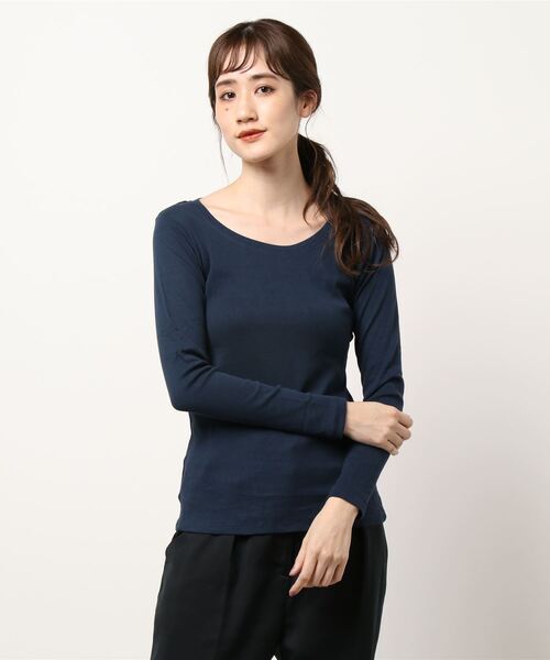 DONOBAN（ドノバン）の「コットンフライス長袖Tシャツ [E]（Tシャツ/カットソー・レディース・チャコールグレー/ブラック/ネイビー/オフホワイト/杢グレー/カーキ・LL/M/L）」の13枚目の写真