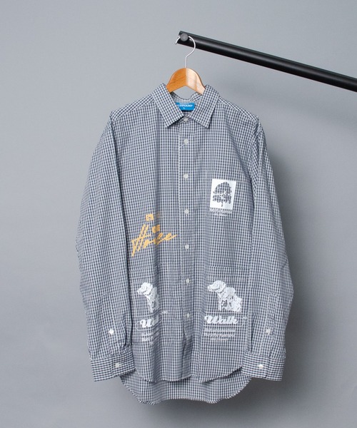 Bli シャツ ブラウス Blufcamp Printed 1c B009 ブルーフキャンプ 綿チェックシャツ Dog 綿チェックシャツ シャツ ブラウス Shirt Printed Blufcamp ブルーフキャンプ のファッション
