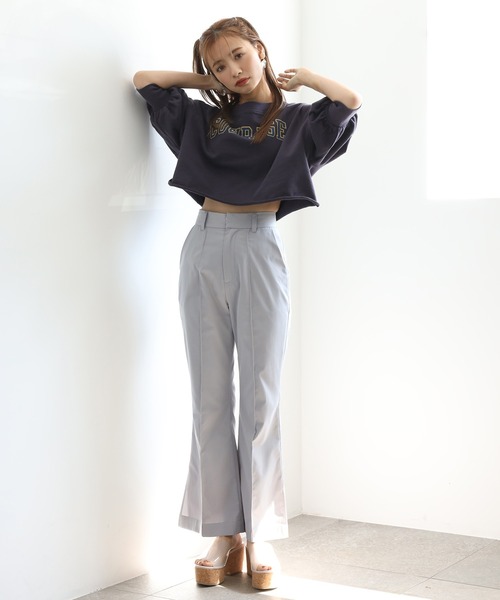 one after another NICE CLAUP（ワンアフターアナザーナイスクラップ）の「ショートカレッジロゴスウェット（Tシャツ/カットソー・レディース・ベージュ/ネイビー/グレー/オフホワイト・FREE）」の18枚目の写真