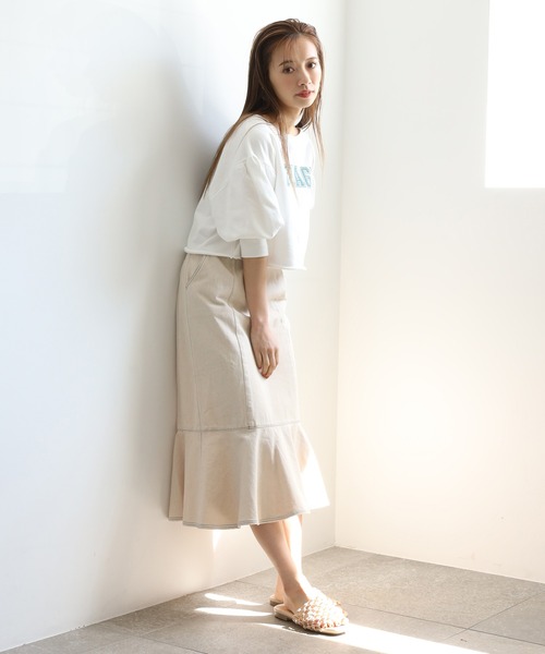 one after another NICE CLAUP（ワンアフターアナザーナイスクラップ）の「ショートカレッジロゴスウェット（Tシャツ/カットソー・レディース・ベージュ/ネイビー/グレー/オフホワイト・FREE）」の20枚目の写真