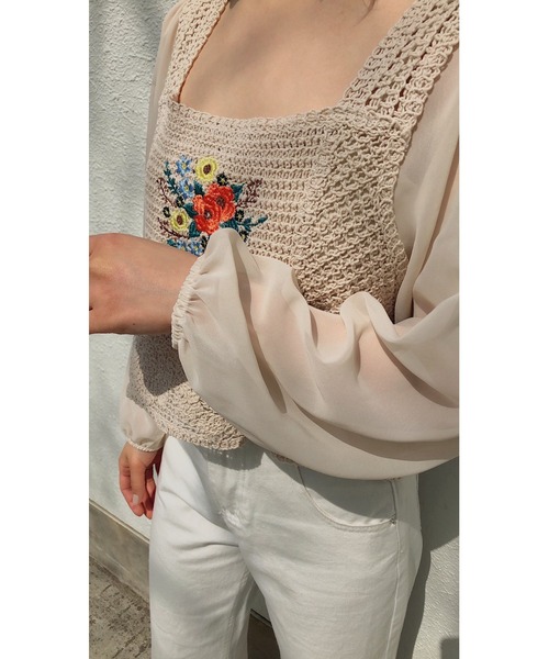 Clice de Paris（クリシェドゥパリス）の「K/花刺繍ビスチェBL（シャツ/ブラウス・レディース・アイボリー/オフホワイト・ONESIZE）」の10枚目の写真