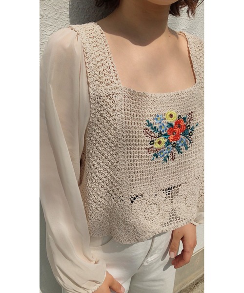 Clice de Paris（クリシェドゥパリス）の「K/花刺繍ビスチェBL（シャツ/ブラウス・レディース・アイボリー/オフホワイト・ONESIZE）」の11枚目の写真