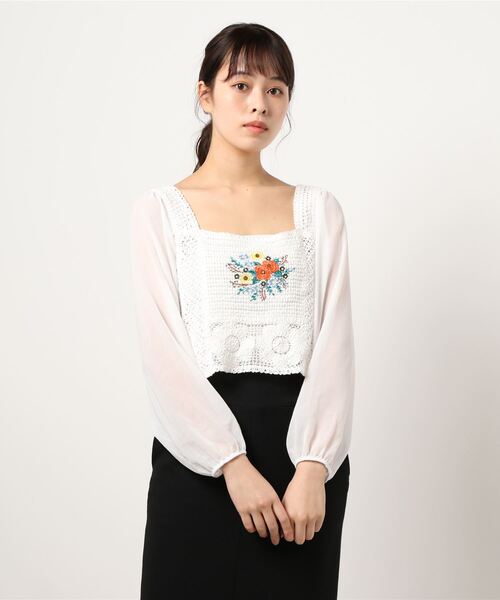 Clice de Paris（クリシェドゥパリス）の「K/花刺繍ビスチェBL（シャツ/ブラウス・レディース・アイボリー/オフホワイト・ONESIZE）」の6枚目の写真
