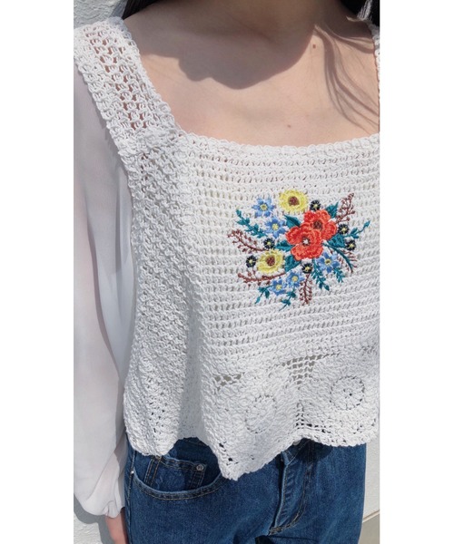 Clice de Paris（クリシェドゥパリス）の「K/花刺繍ビスチェBL（シャツ/ブラウス・レディース・アイボリー/オフホワイト・ONESIZE）」の14枚目の写真