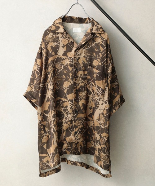 STUDIOUS SELECT(ステュディオスセレクト)の「STUDIOUS別注 パターングラフィックオープンカラーシャツ(シャツ/ブラウス・メンズ・ベージュ/ブラック/キャメル/ダークグレー/グレー/ホワイト・1/2/3)」の6枚目の写真