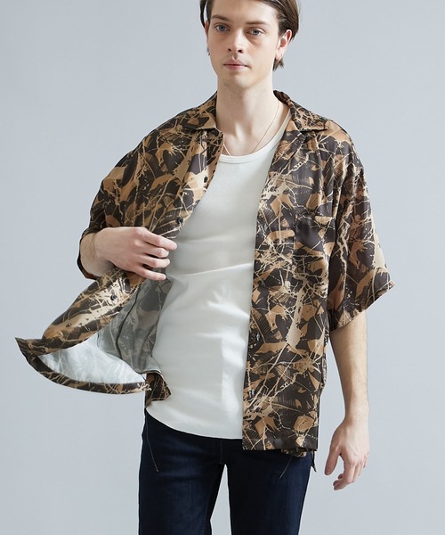 STUDIOUS SELECT(ステュディオスセレクト)の「STUDIOUS別注 パターングラフィックオープンカラーシャツ(シャツ/ブラウス・メンズ・ベージュ/ブラック/キャメル/ダークグレー/グレー/ホワイト・1/2/3)」の14枚目の写真