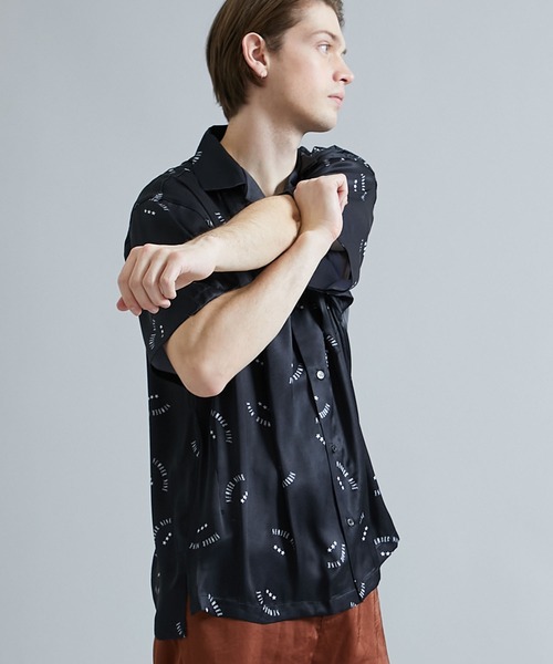 STUDIOUS SELECT(ステュディオスセレクト)の「STUDIOUS別注 パターングラフィックオープンカラーシャツ(シャツ/ブラウス・メンズ・ベージュ/ブラック/キャメル/ダークグレー/グレー/ホワイト・1/2/3)」の10枚目の写真