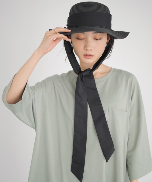 AMERICAN HOLIC（アメリカンホリック）の「ペーパーリボンハット　＊〇（ハット・レディース・ブラック/ベージュ/キャメル・FREE）」の2枚目の写真