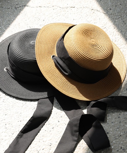 AMERICAN HOLIC（アメリカンホリック）の「ペーパーリボンハット　＊〇（ハット・レディース・ブラック/ベージュ/キャメル・FREE）」の4枚目の写真