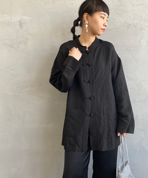 JF Ready Made（ジェイエフレディメイド）の「[Jf Ready Made/ジェイエフレディメイド] リネンオーバーサイズ チャイナシャツジャケット（シャツ/ブラウス・レディース・アイボリー/ブラック/ベージュ/ライトカーキ・F）」の5枚目の写真